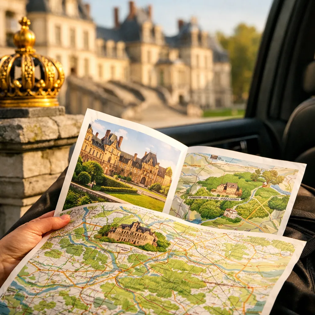 Circuit touristique en voiture avec chauffeur devant le château de Fontainebleau
